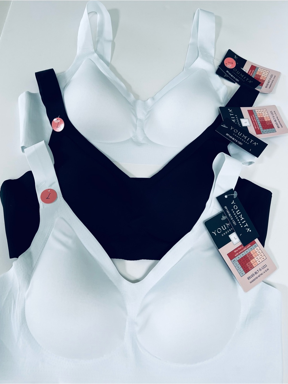 Youmita Wireless Comfort Women’s Bras Set of 3 Size Large NWT